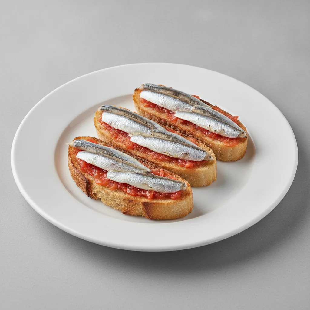 Canape - Pan Con Tomate with Boquerones Canape - Pan Con Tomate with Boquerones