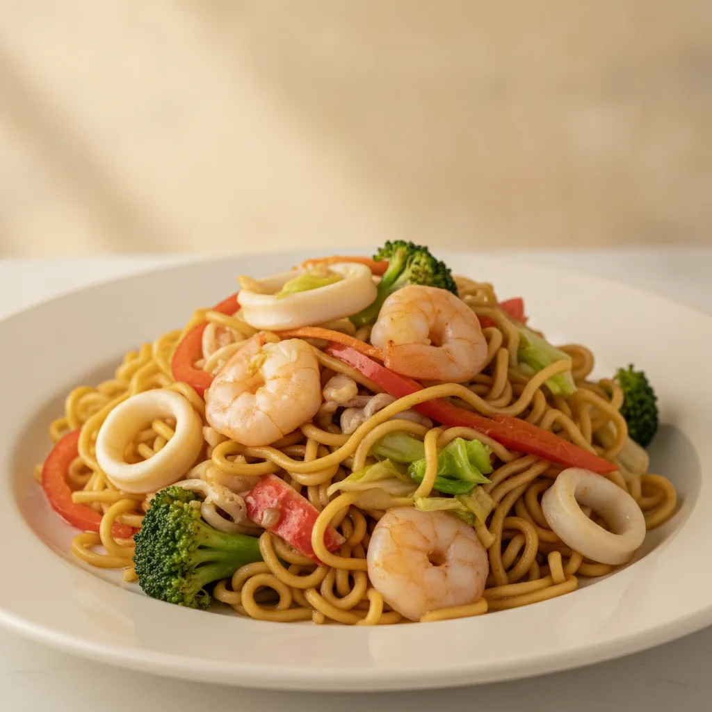 Seafood Stir Fry Egg Noodles