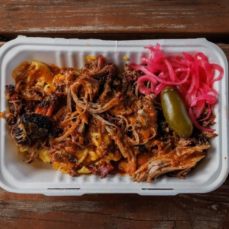 Smokin' Mac and Cheese with Pulled Pork and Brisket Boxed Lunch