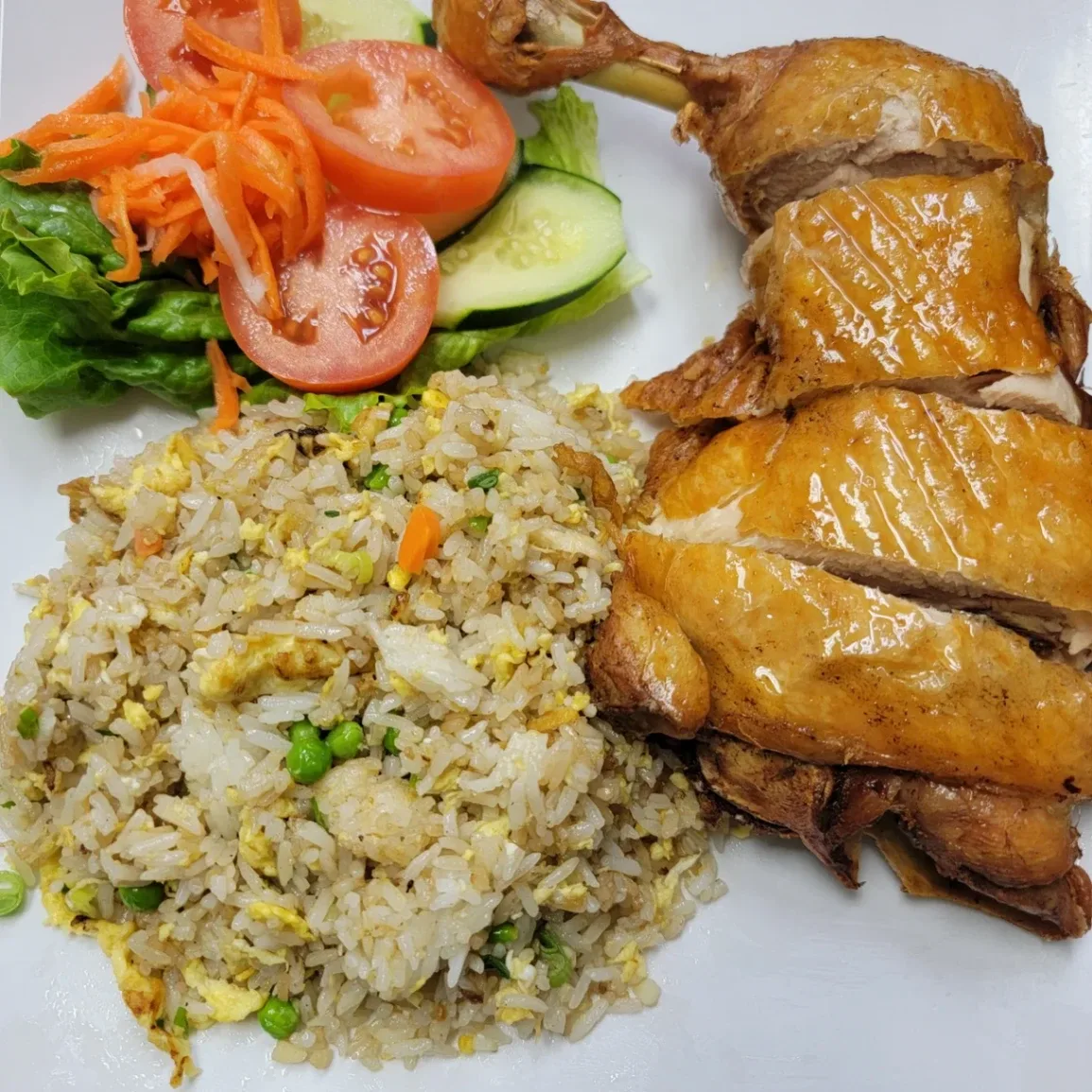 Chicken Leg Quarter Rice Plate