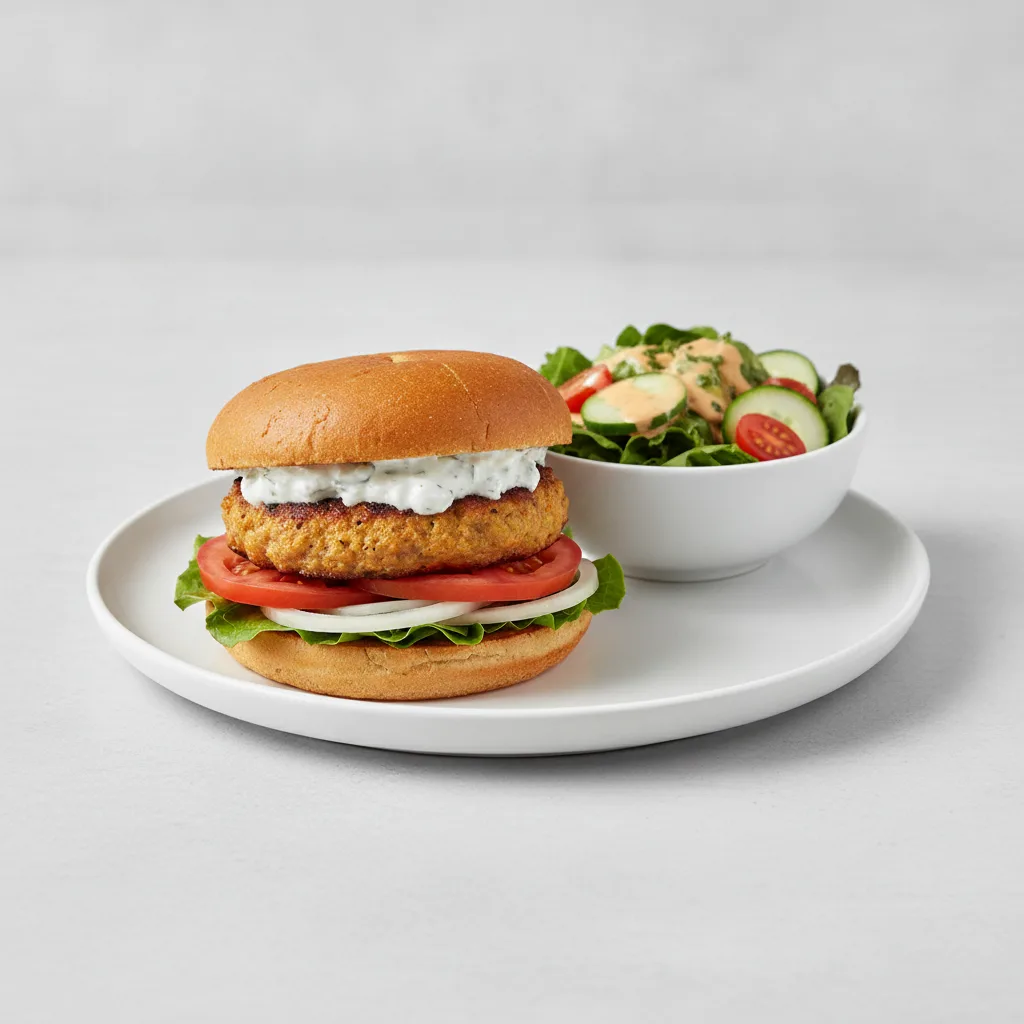 Gluten-Free Smash Lamb Burger With Salad Gluten-Free Smash Lamb Burger With Salad
