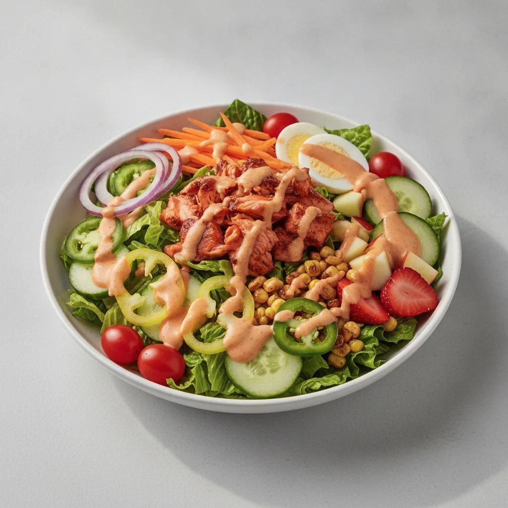 Romaine Bowl - Adobo Salmon Salad (Red Pep. Ranch) Romaine Bowl - Adobo Salmon Salad (Red Pep. Ranch)