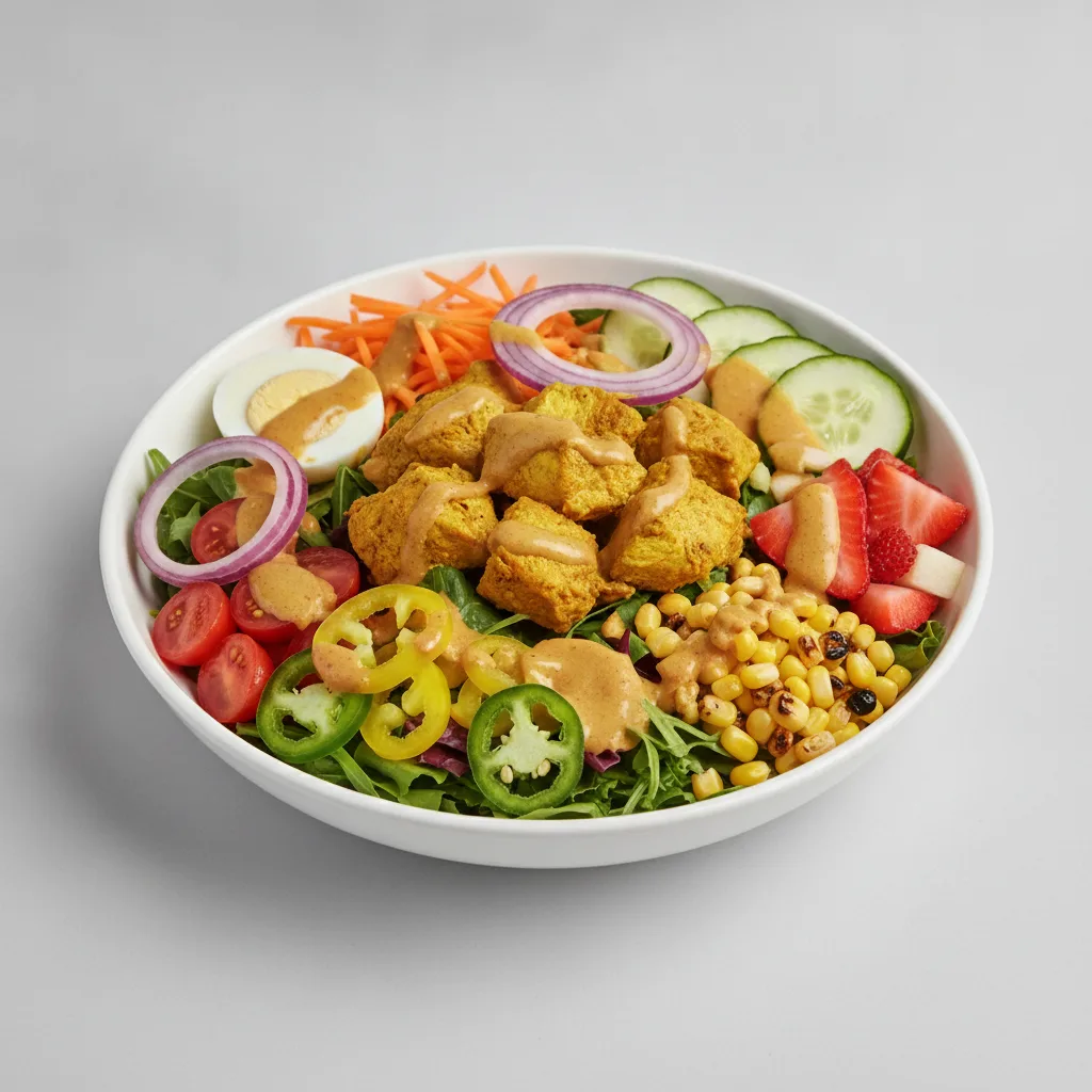 Mixed Greens Bowl - Curry Chicken (Curry Ginger) Mixed Greens Bowl - Curry Chicken (Curry Ginger)