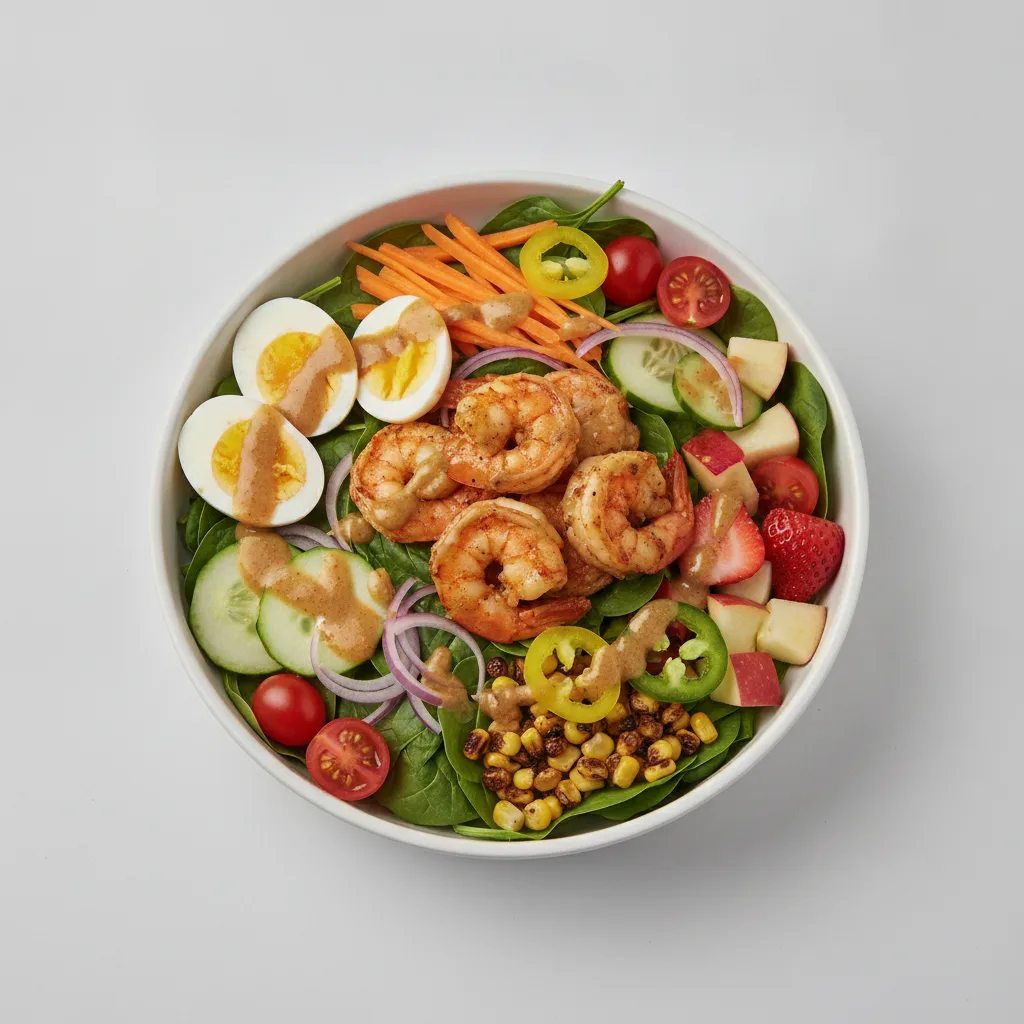 Spinach Bowl - Thai Shrimp Salad (Sesame Ginger) Spinach Bowl - Thai Shrimp Salad (Sesame Ginger)