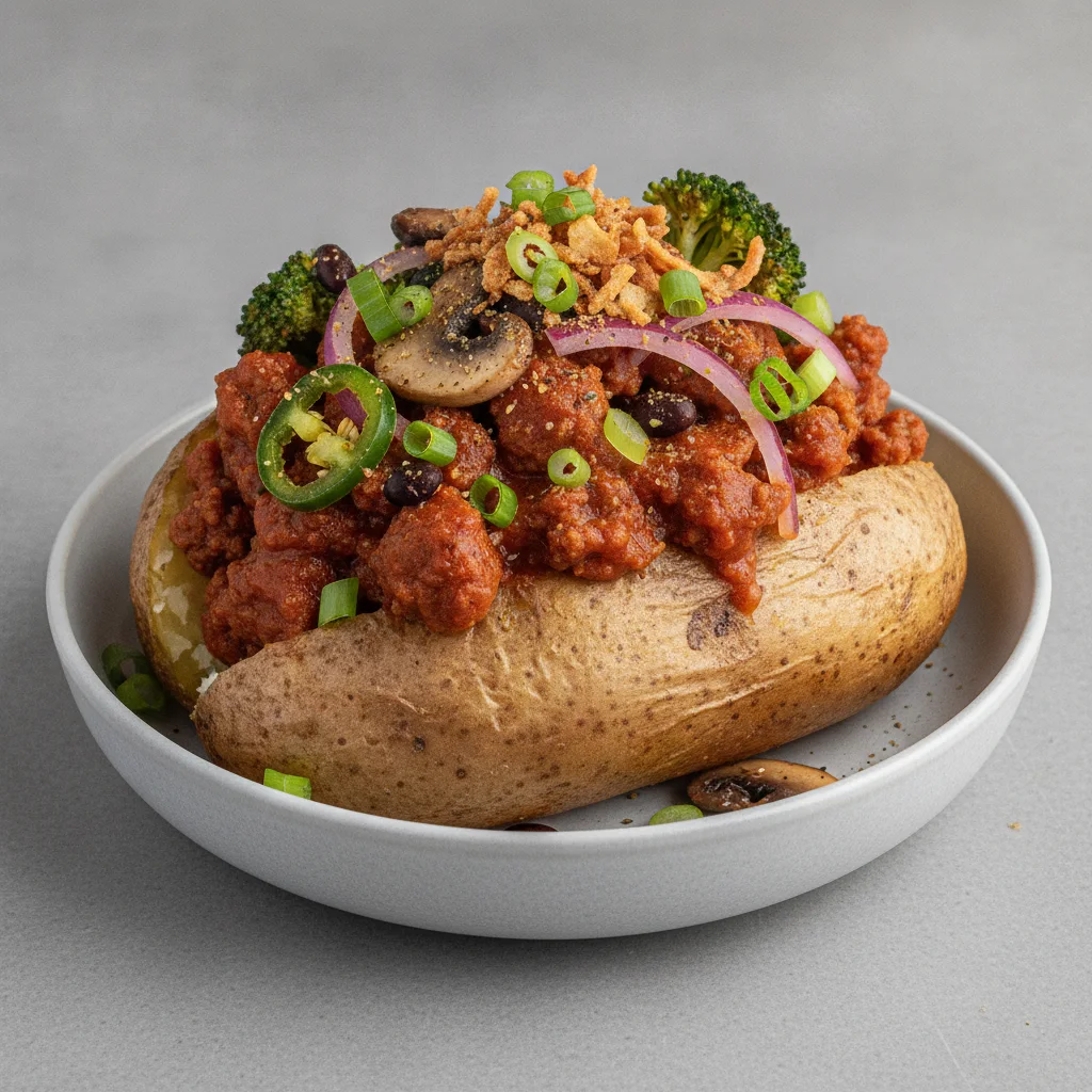 Baked Potato Bowl - Vegan Beef (Picante Sauce)