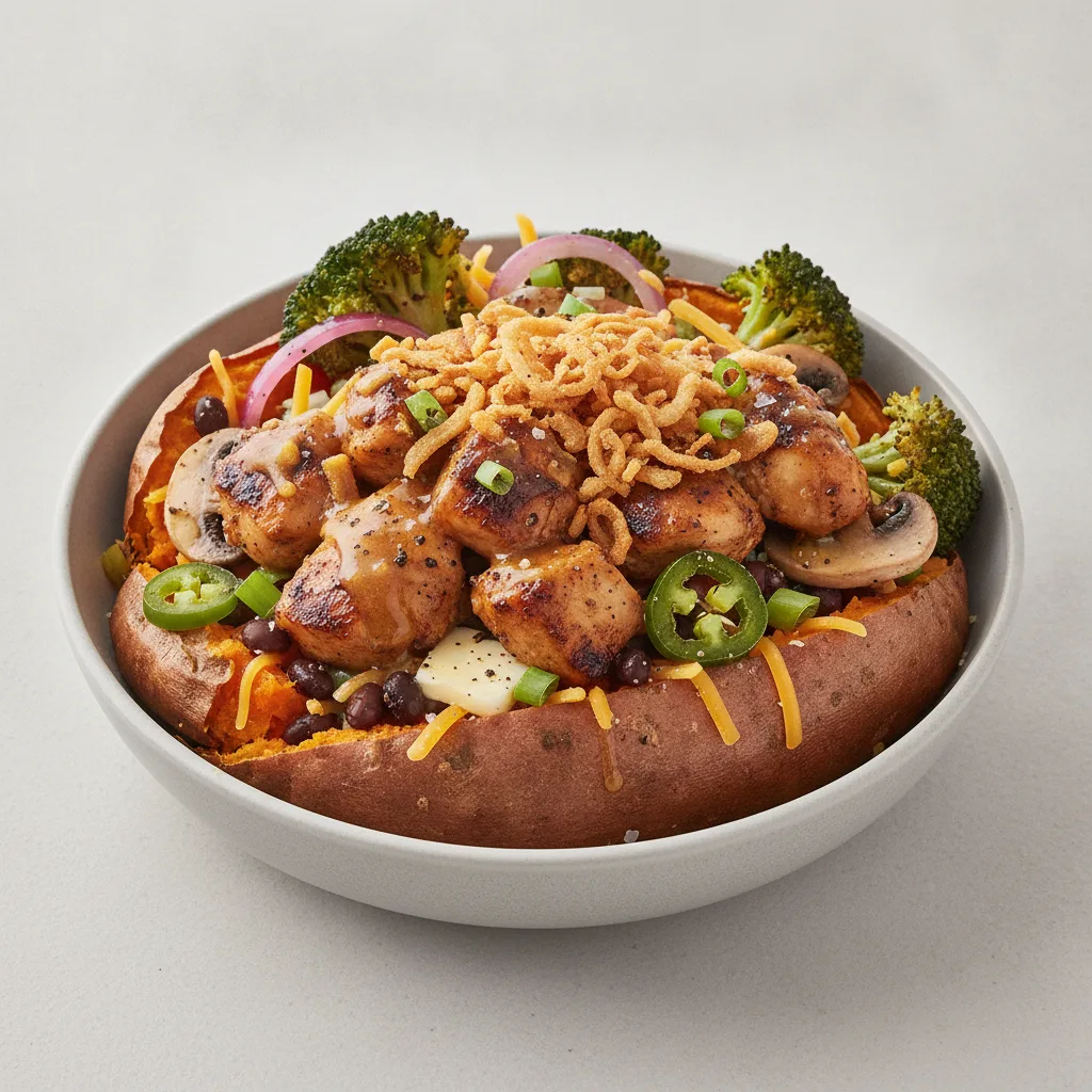 Sweet Potato Bowl - Golden Blackened Chicken (Honey Garlic Sauce)