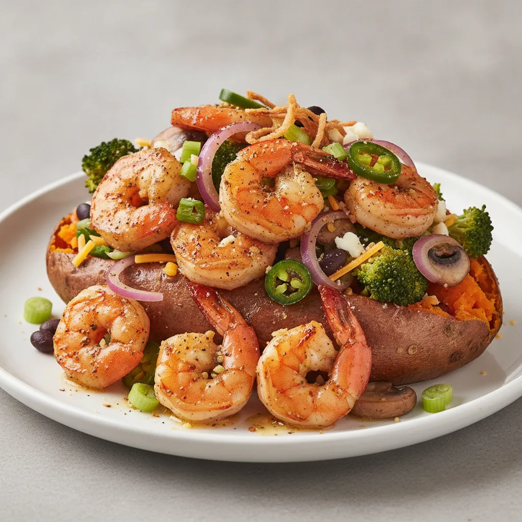 Sweet Potato Bowl - Moroccan Grilled Shrimp (Garlic Butter)