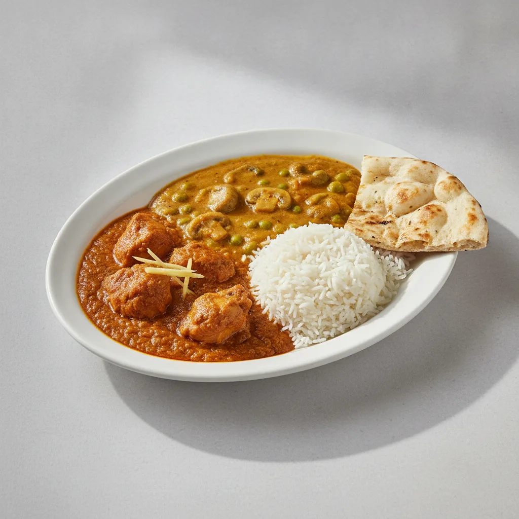 Bronze Package — Chicken Curry and Matar Mushroom Bronze Package — Chicken Curry and Matar Mushroom