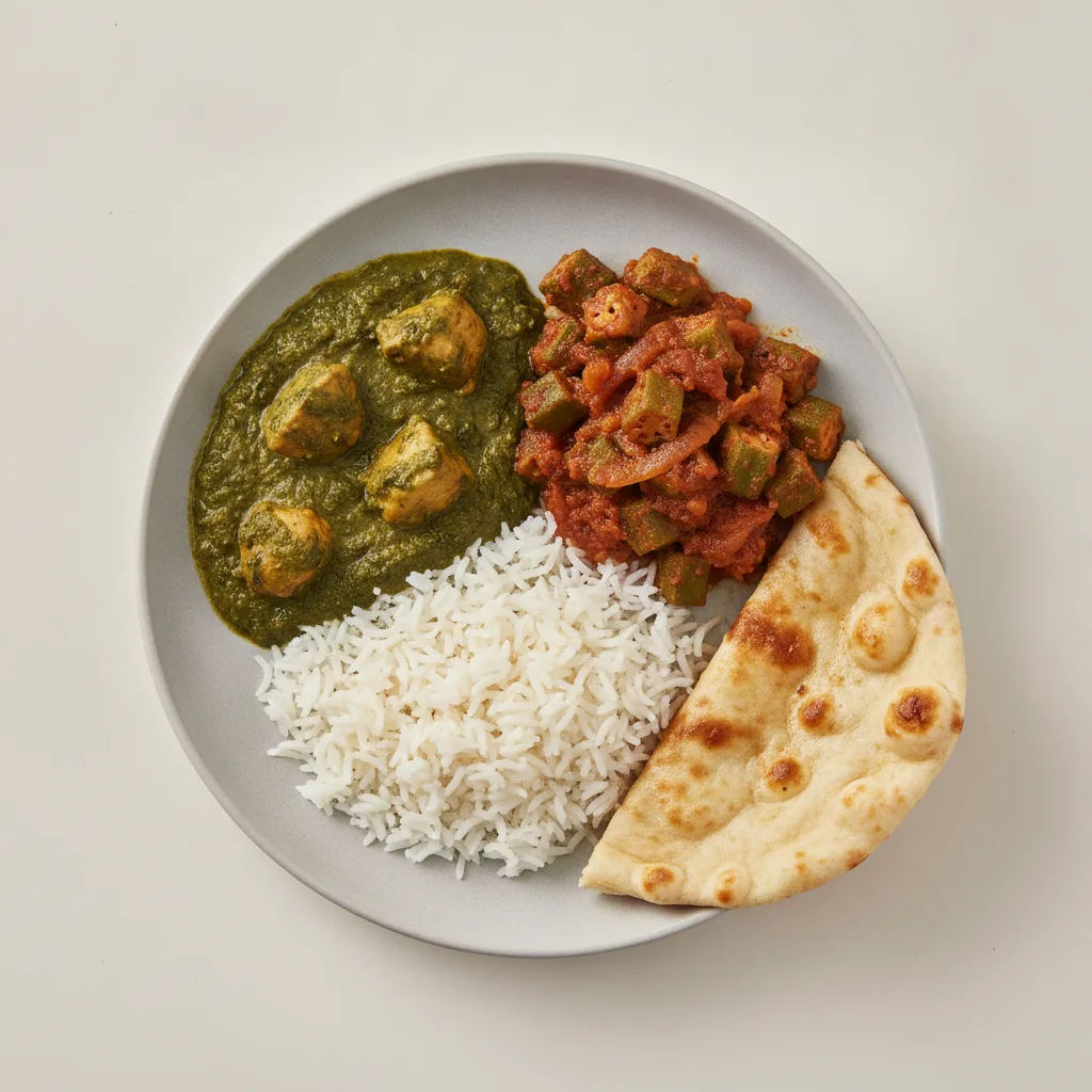 Bronze Package — Chicken Saag and Bhindi Masala Bronze Package — Chicken Saag and Bhindi Masala