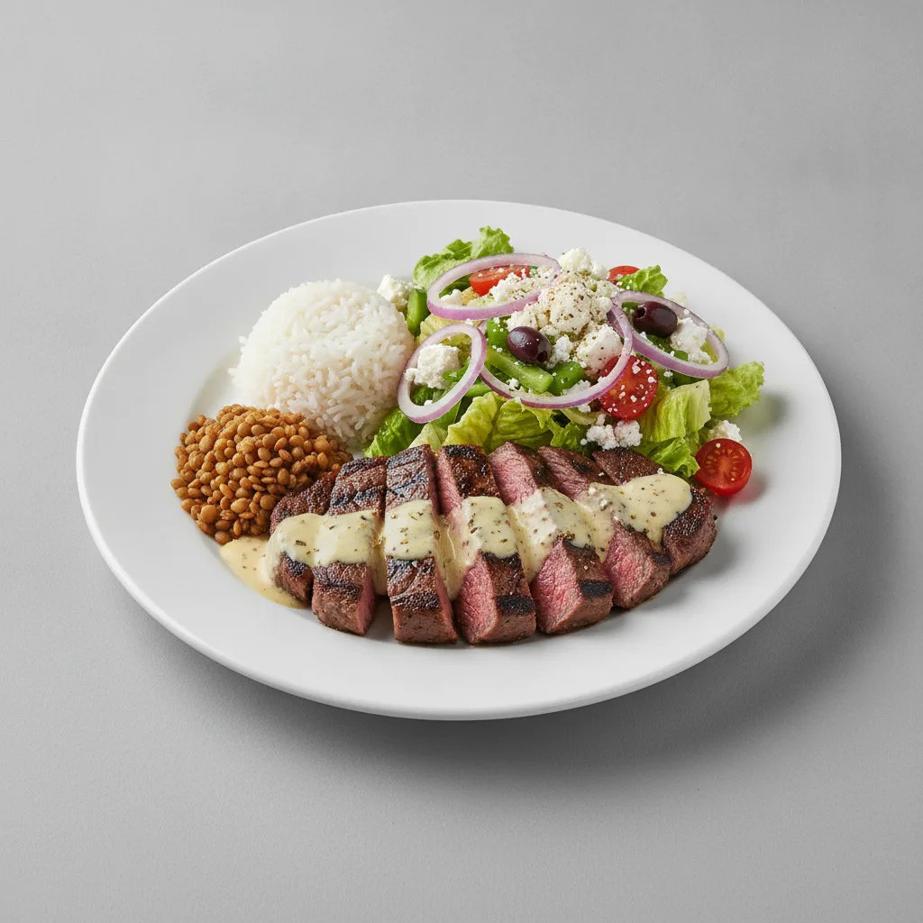Butterflied 'klassiko' Salad and Steak Butterflied 'klassiko' Salad and Steak