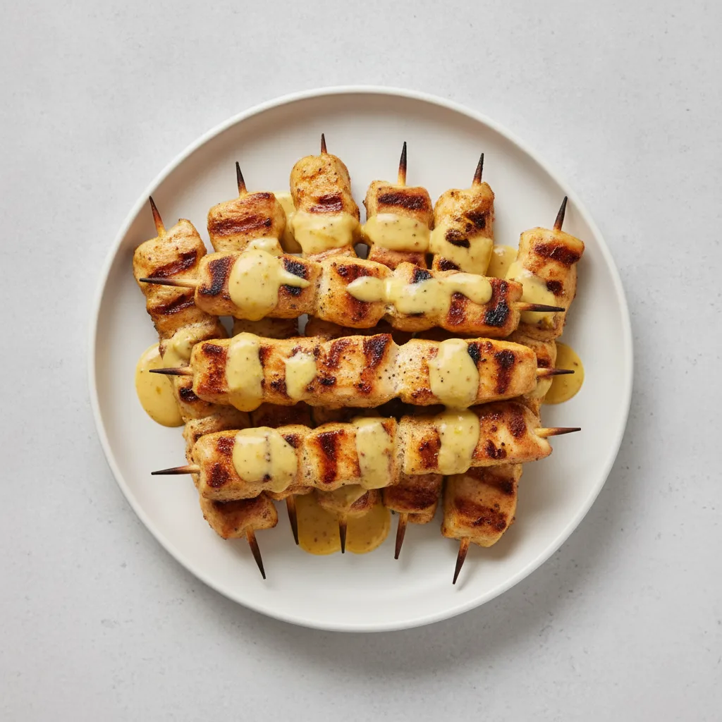 Grilled Chicken Skewers - Lemon Mustard Sauce Grilled Chicken Skewers - Lemon Mustard Sauce