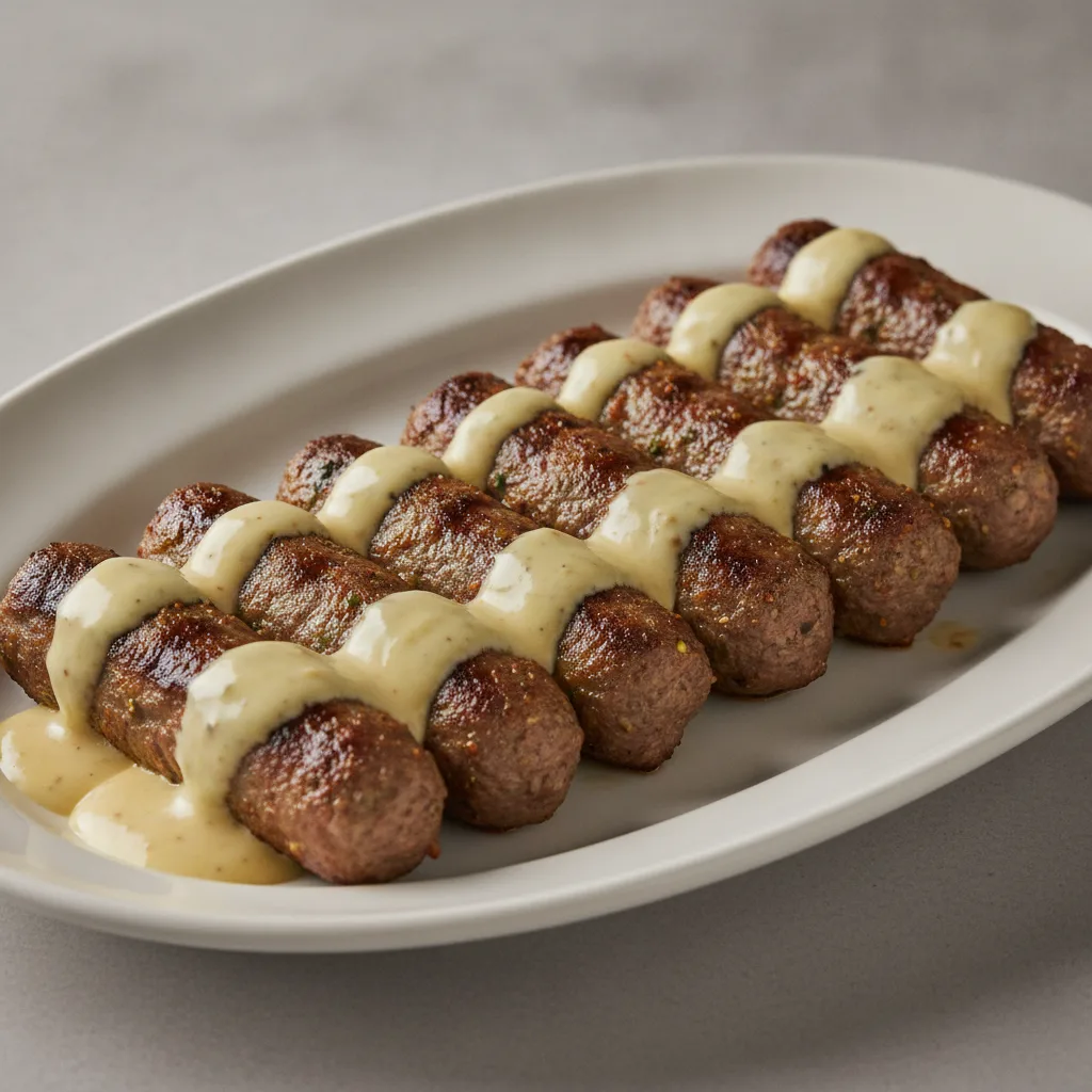 Lamb & Beef Kebab - Lemon Mustard Sauce Lamb & Beef Kebab - Lemon Mustard Sauce