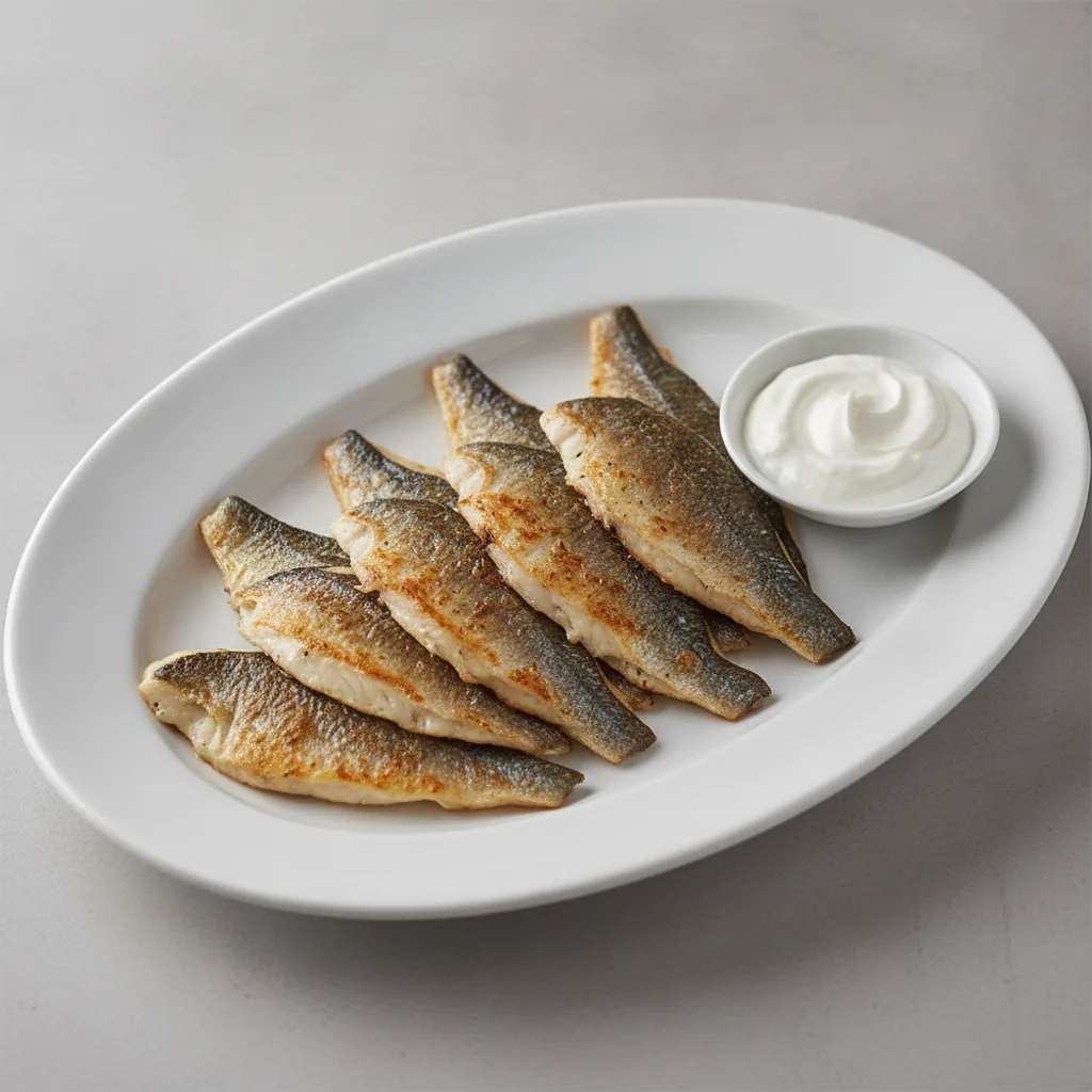 Lavraki Filets - Yogurt Sauce Lavraki Filets - Yogurt Sauce