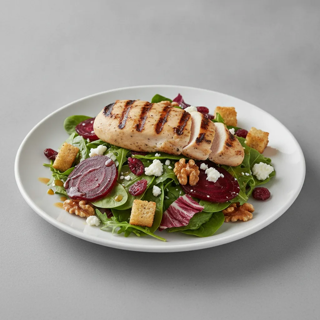 Fresh Beet and Goat Cheese Salad with Grilled Chicken