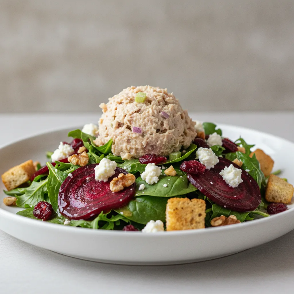 Fresh Beet and Goat Cheese Salad with Tuna Salad