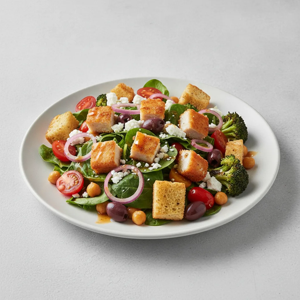 Mama's Mediterranean Salad with Crispy Chicken