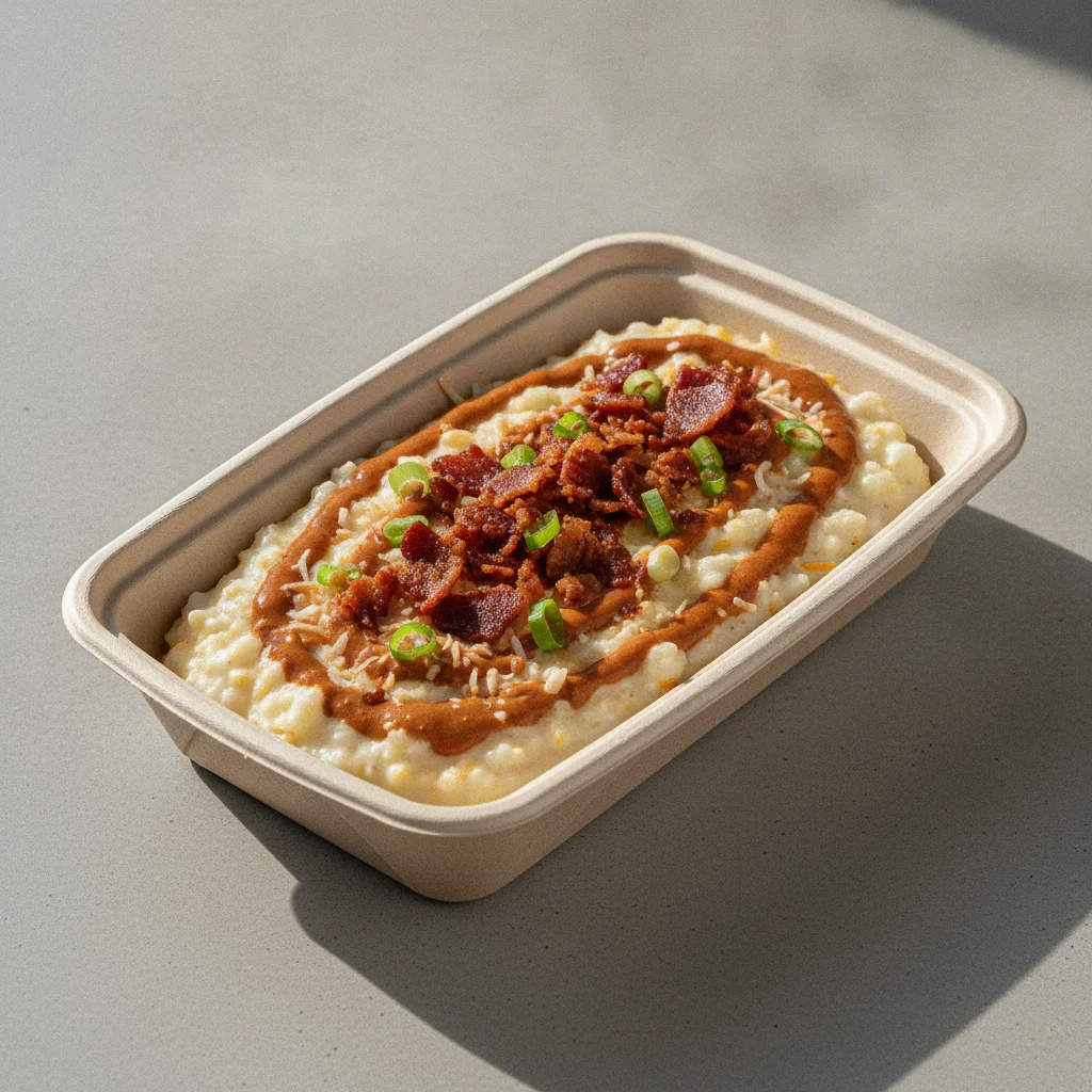 Coconut Cheesy Grits Box - Green Onion, Bacon, Adobo Cream