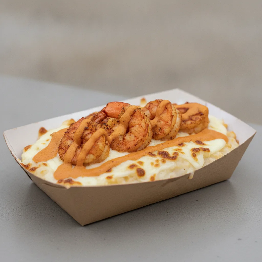 Coconut Cheesy Grits Box - Mozzarella Cheese , Adobo Shrimp , Adobo Cream