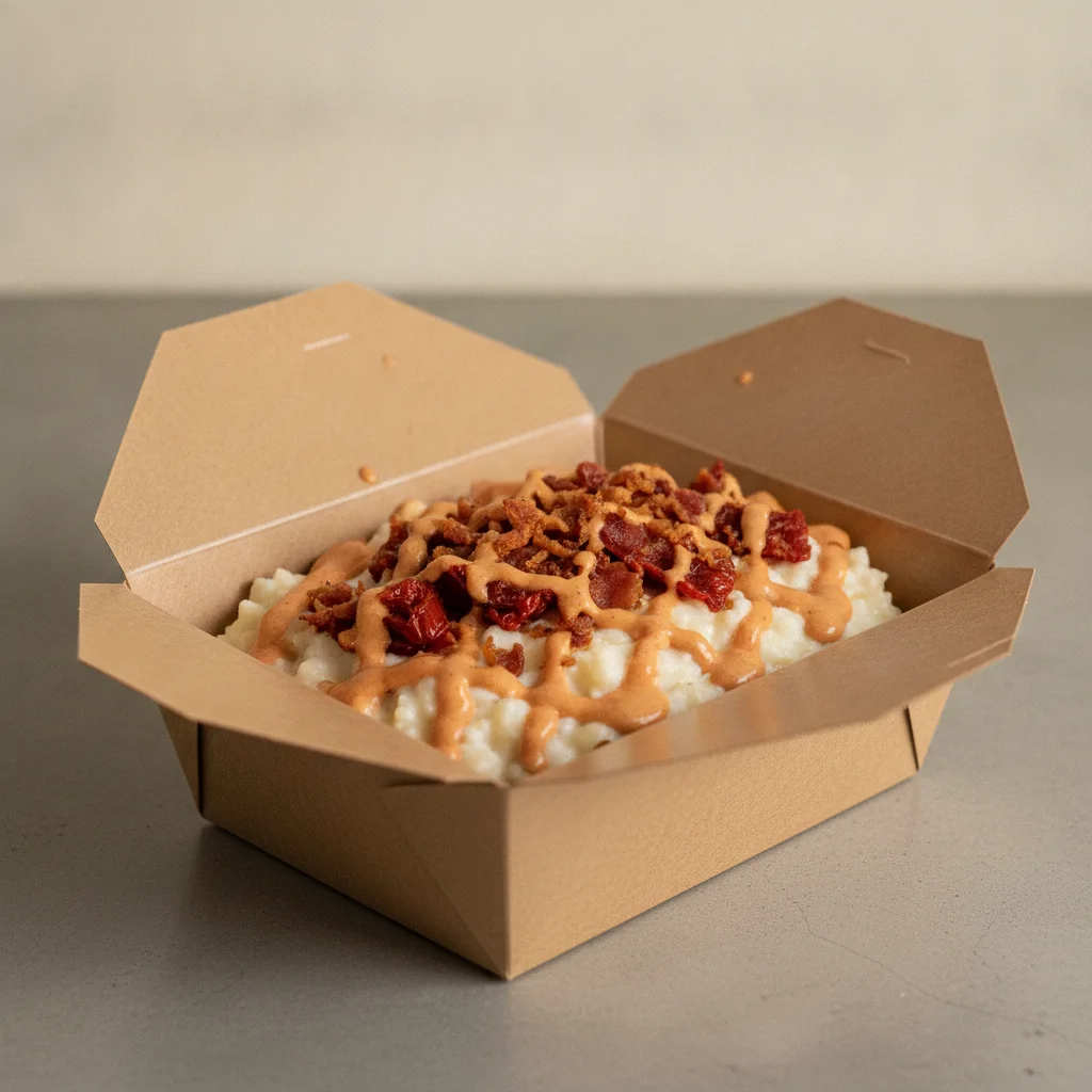 Coconut Cheesy Grits Box - Sundried Tomatoes , Bacon , Adobo Cream