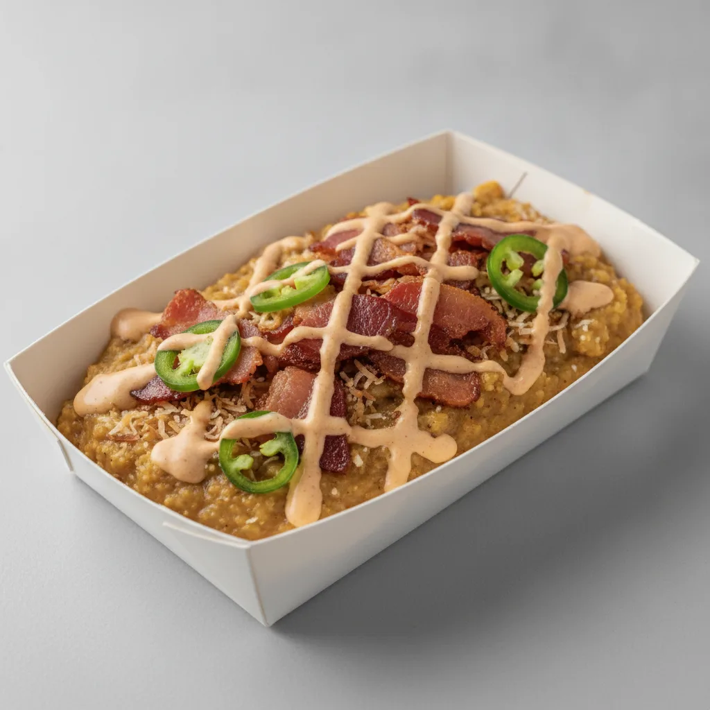 Coconut Curry Grits Box - Jalapenos , Bacon , Adobo Cream