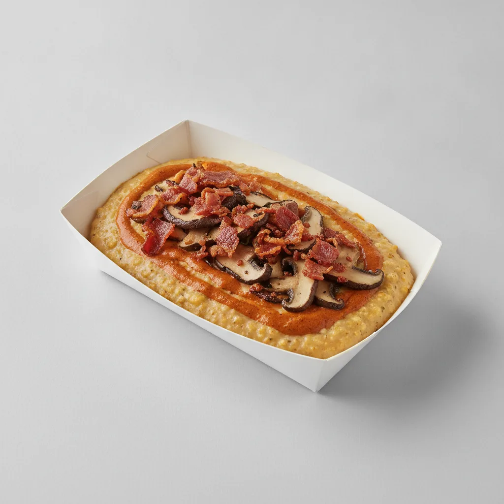 Coconut Curry Grits Box - Mushrooms , Bacon , Adobo Cream