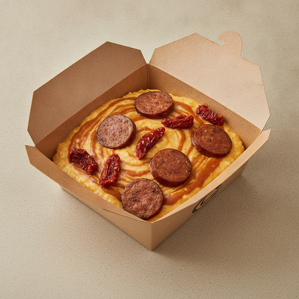 Chipotle Gouda Grits Box - Sundried Tomatoes , Andouille Sausage , Adobo Cream