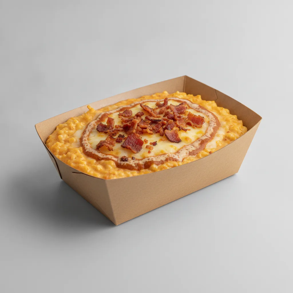 Chipotle Gouda Grits Box - Pepper Jack Cheese , Bacon , Smoky Tom. Creole (Seasoned Cream)