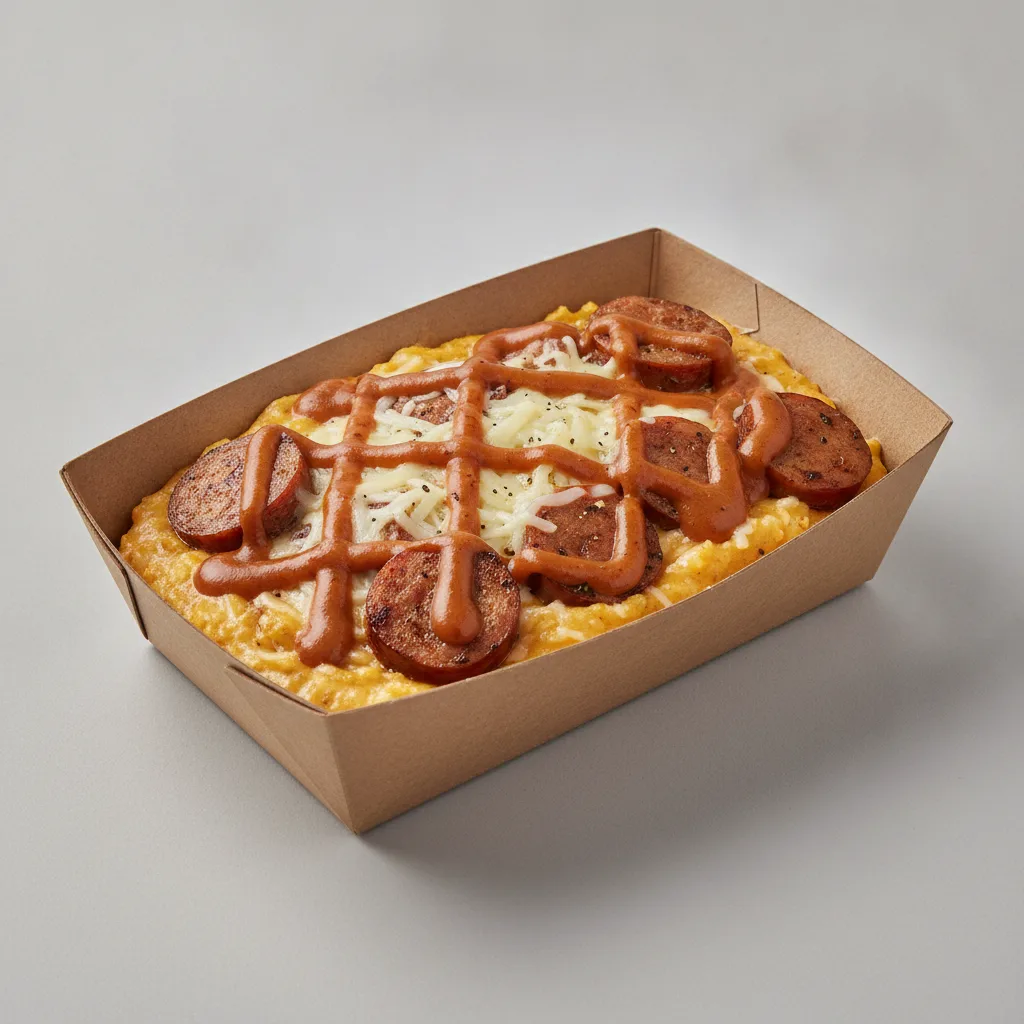Chipotle Gouda Grits Box - Pepper Jack Cheese , Chicken Sausage , Adobo Cream