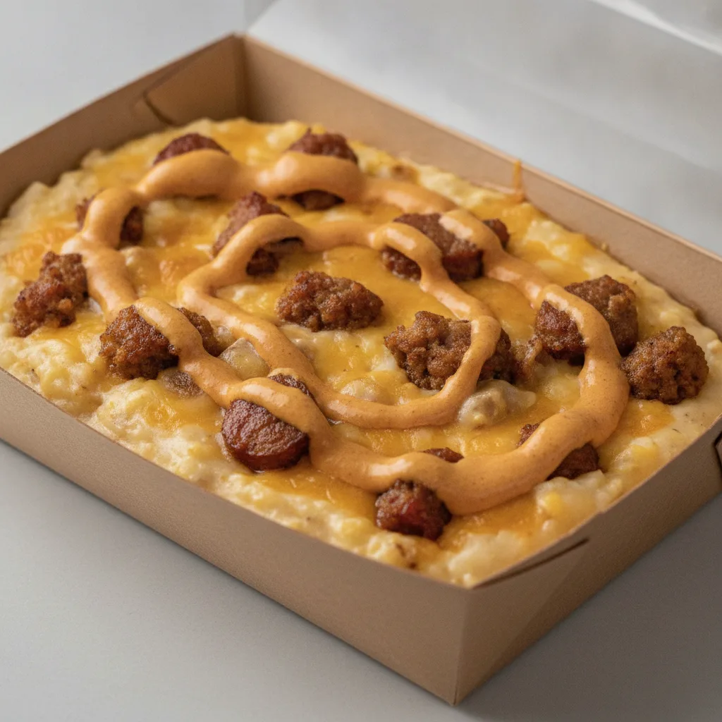 Chipotle Gouda Grits Box - Pepper Jack Cheese , Andouille Sausage , Smoky Tom. Creole (Seasoned Cream)
