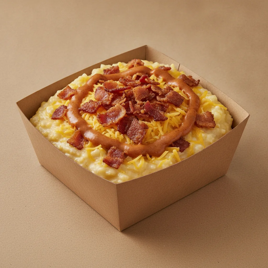 Triple Cheddar Garlic Grits Box - Cheddar Cheese , Bacon , Smoky Tom. Creole (Seasoned Cream)