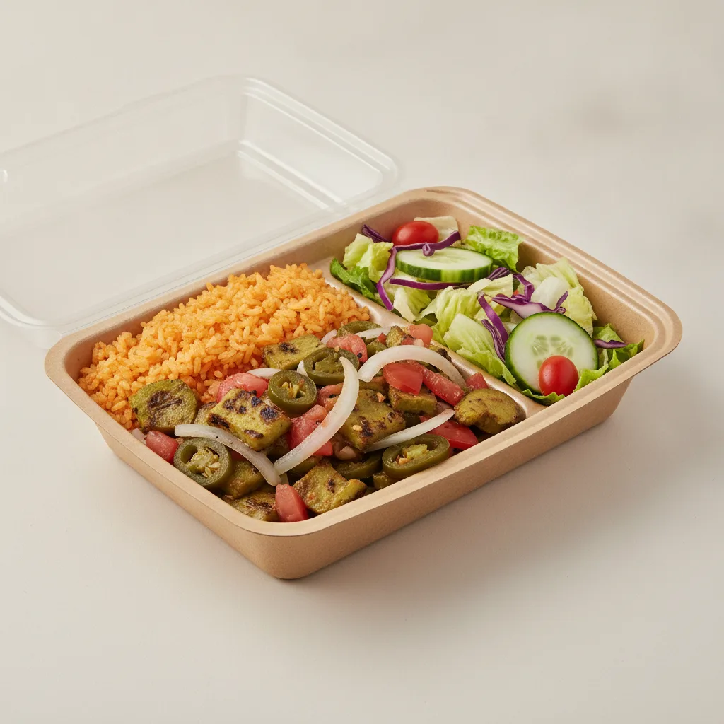 Nopales a La Mexicana Box - Mexican Rice / Mexican Salad Nopales a La Mexicana Box - Mexican Rice / Mexican Salad