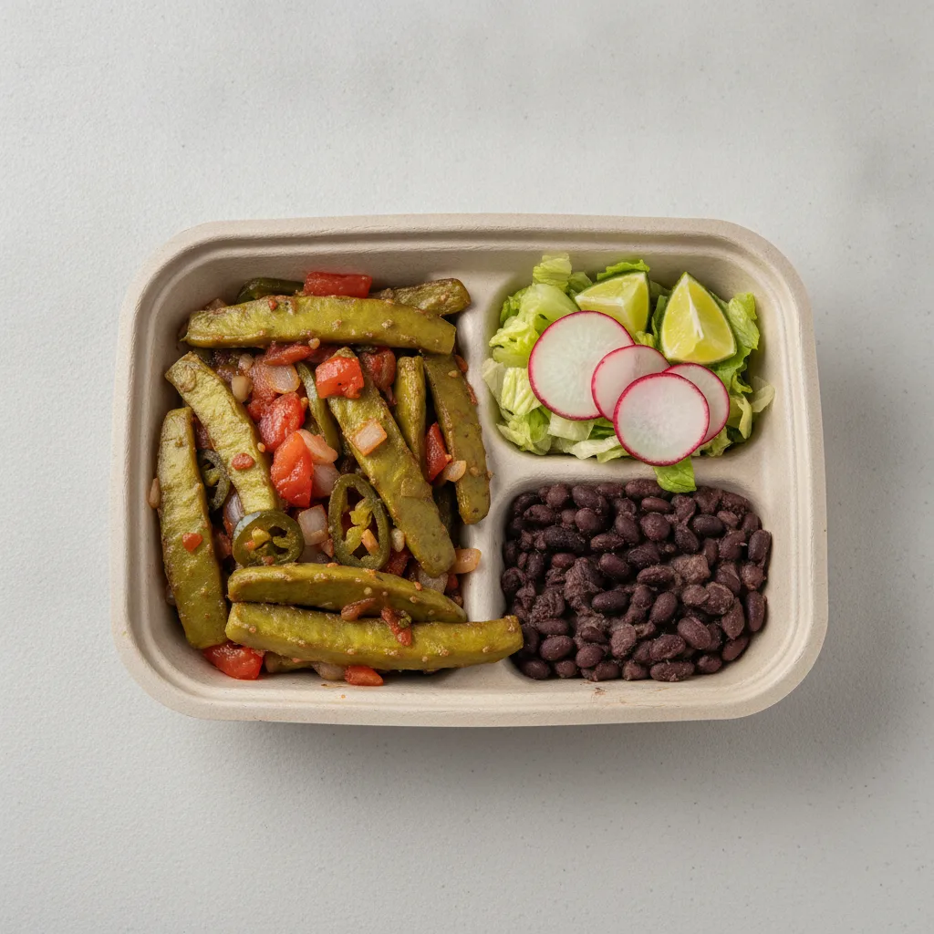 Nopales a La Mexicana Box - Black Beans / Mexican Salad Nopales a La Mexicana Box - Black Beans / Mexican Salad