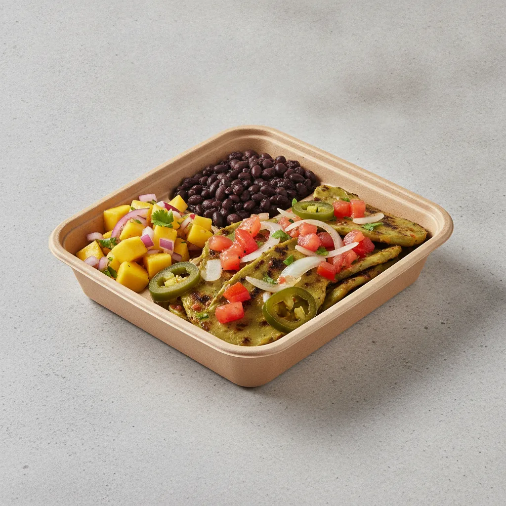 Nopales a La Mexicana Box - Black Beans / Mango Salad Nopales a La Mexicana Box - Black Beans / Mango Salad