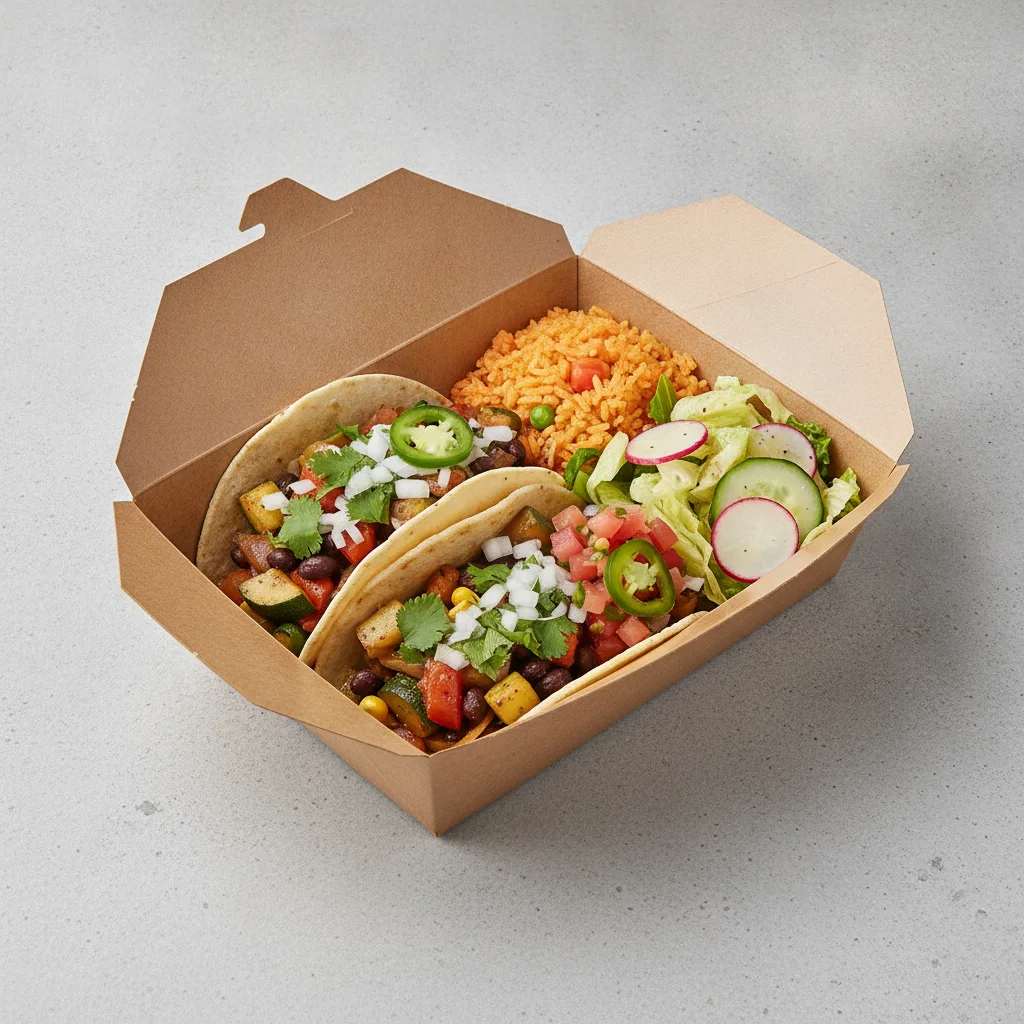 Vegan Power Taco Box - Mix Veggie with Mexican Rice / Mexican Salad Vegan Power Taco Box - Mix Veggie with Mexican Rice / Mexican Salad