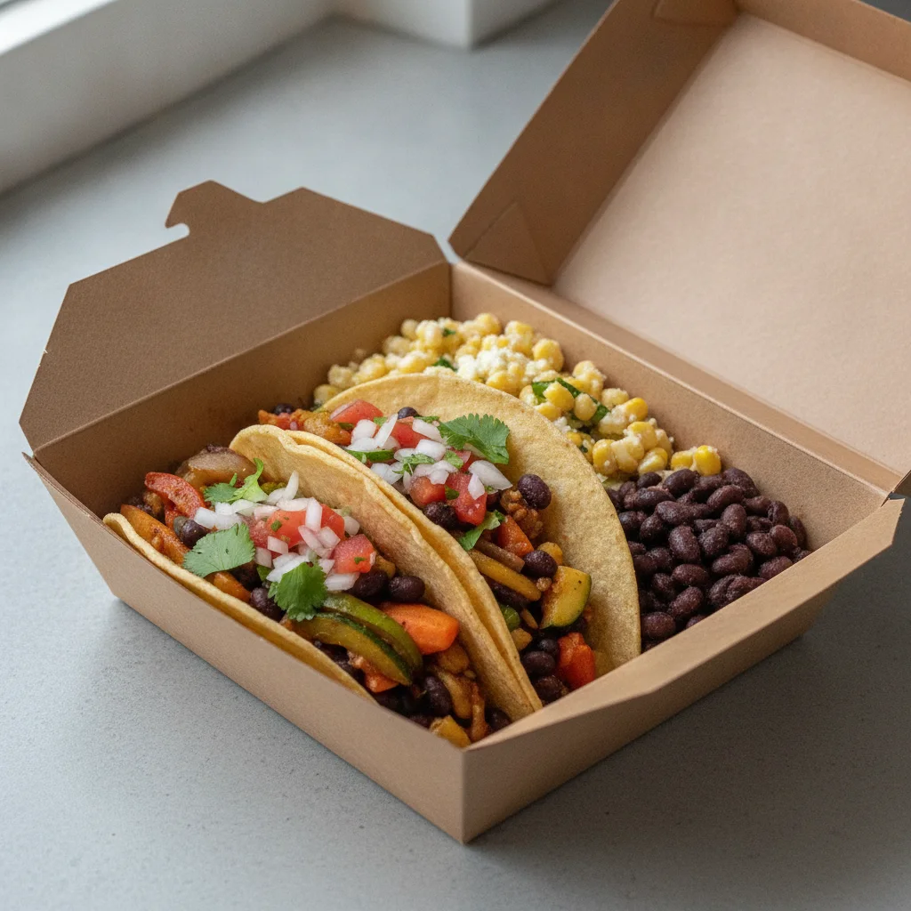Veggie Power Taco Box - Mix Veggie with Black Beans / Street Corn Salad Veggie Power Taco Box - Mix Veggie with Black Beans / Street Corn Salad