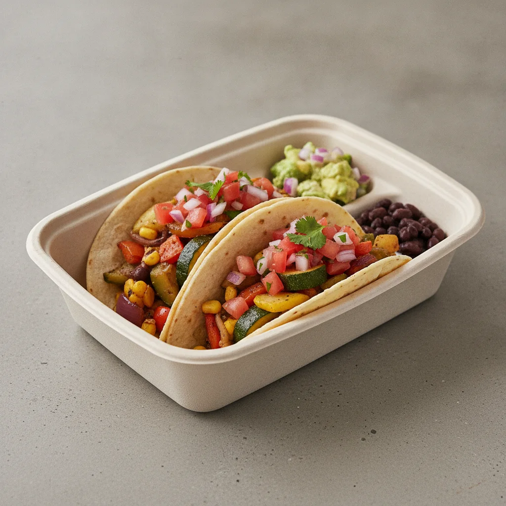 Veggie Power Taco Box - Mix Veggie with Black Beans / Avocado Salad Veggie Power Taco Box - Mix Veggie with Black Beans / Avocado Salad