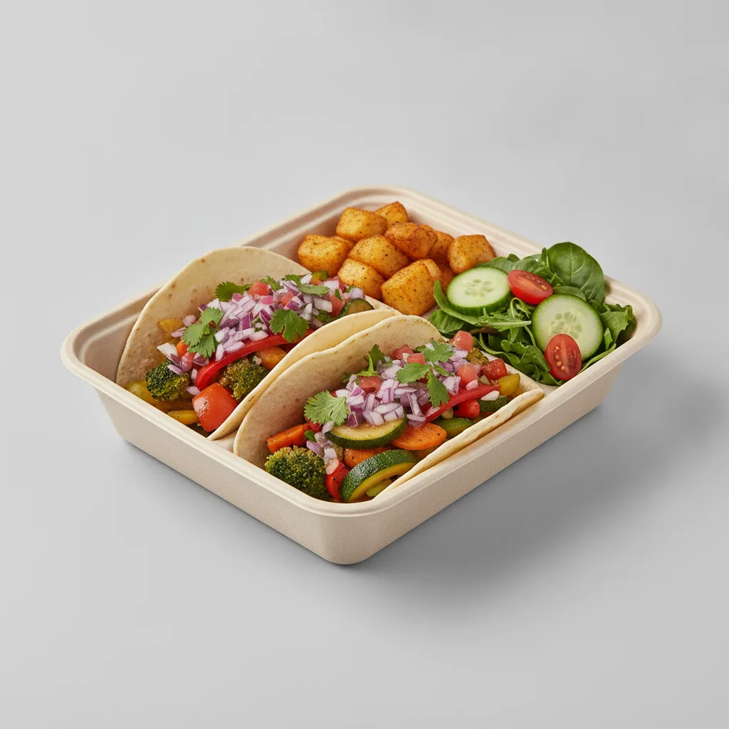 Vegan Power Taco Box - Mix Veggie with Home Fries / Green Salad Vegan Power Taco Box - Mix Veggie with Home Fries / Green Salad
