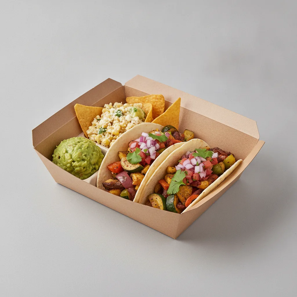 Veggie Power Taco Box - Mix Veggie with Guacamole and Chips / Street Corn Salad Veggie Power Taco Box - Mix Veggie with Guacamole and Chips / Street Corn Salad