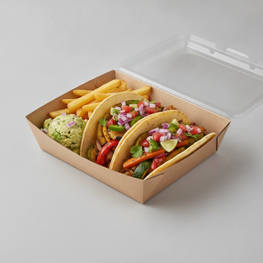 Veggie Power Taco Box - Mix Veggie with French Fries / Avocado Salad Veggie Power Taco Box - Mix Veggie with French Fries / Avocado Salad