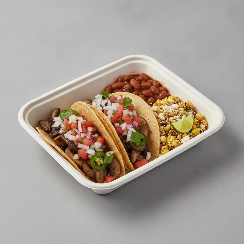 Veggie Power Taco Box - Mushroom with Pinto Beans / Street Corn Salad Veggie Power Taco Box - Mushroom with Pinto Beans / Street Corn Salad