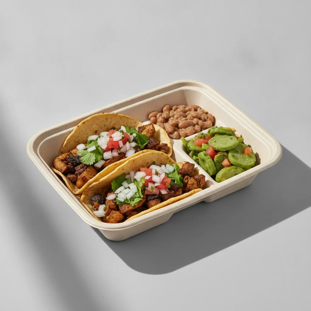 Vegan Power Taco Box - Mushroom with Pinto Beans / Nopalitos Salad Vegan Power Taco Box - Mushroom with Pinto Beans / Nopalitos Salad