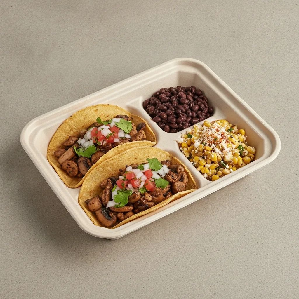 Veggie Power Taco Box - Mushroom with Black Beans / Street Corn Salad Veggie Power Taco Box - Mushroom with Black Beans / Street Corn Salad