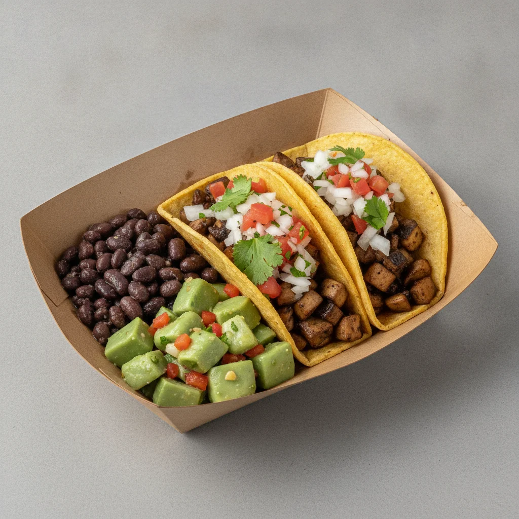 Vegan Power Taco Box - Mushroom with Black Beans / Nopalitos Salad Vegan Power Taco Box - Mushroom with Black Beans / Nopalitos Salad