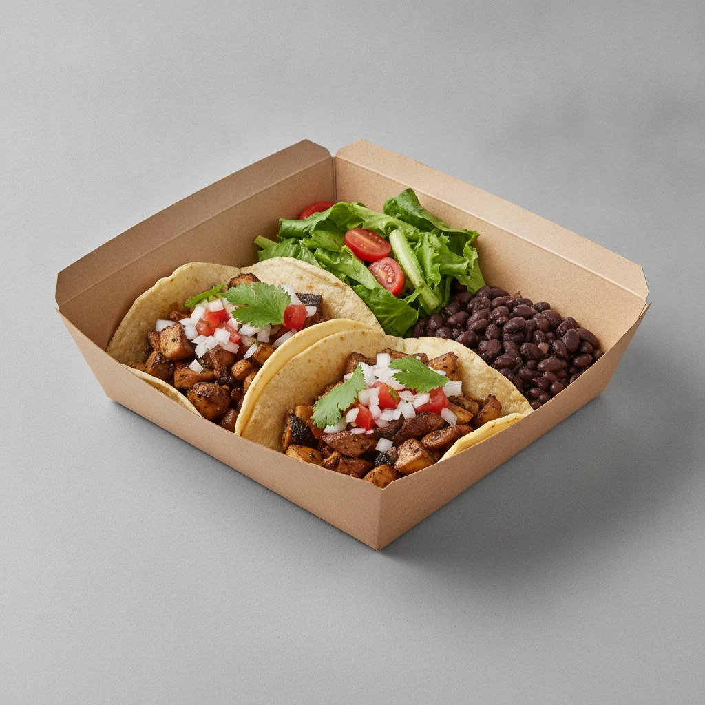 Vegan Power Taco Box - Mushroom with Black Beans / Green Salad Vegan Power Taco Box - Mushroom with Black Beans / Green Salad