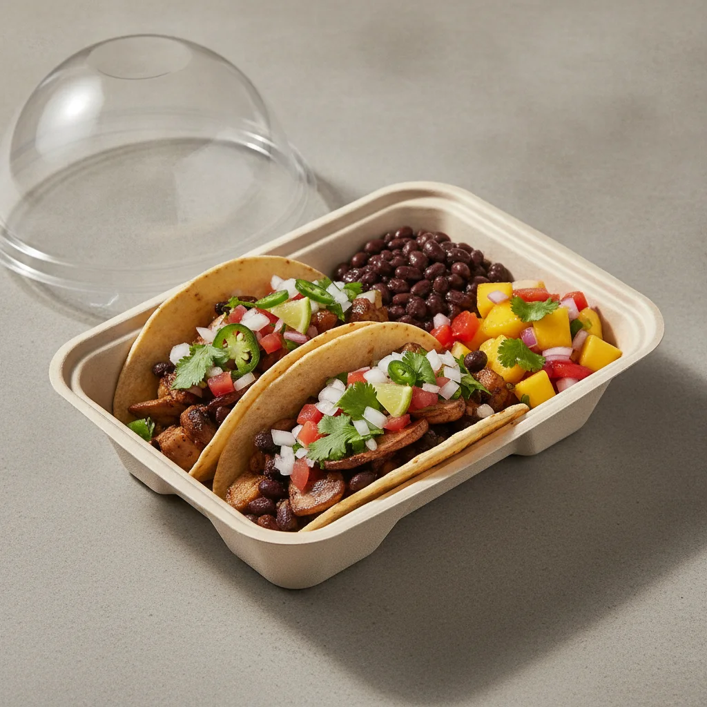 Vegan Power Taco Box - Mushroom with Black Beans / Mango Salad Vegan Power Taco Box - Mushroom with Black Beans / Mango Salad