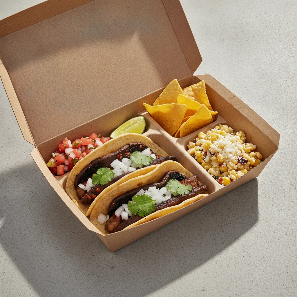Veggie Power Taco Box - Portobello Chipotle / Pico & Chips / St Corn Salad Veggie Power Taco Box - Portobello Chipotle / Pico & Chips / St Corn Salad