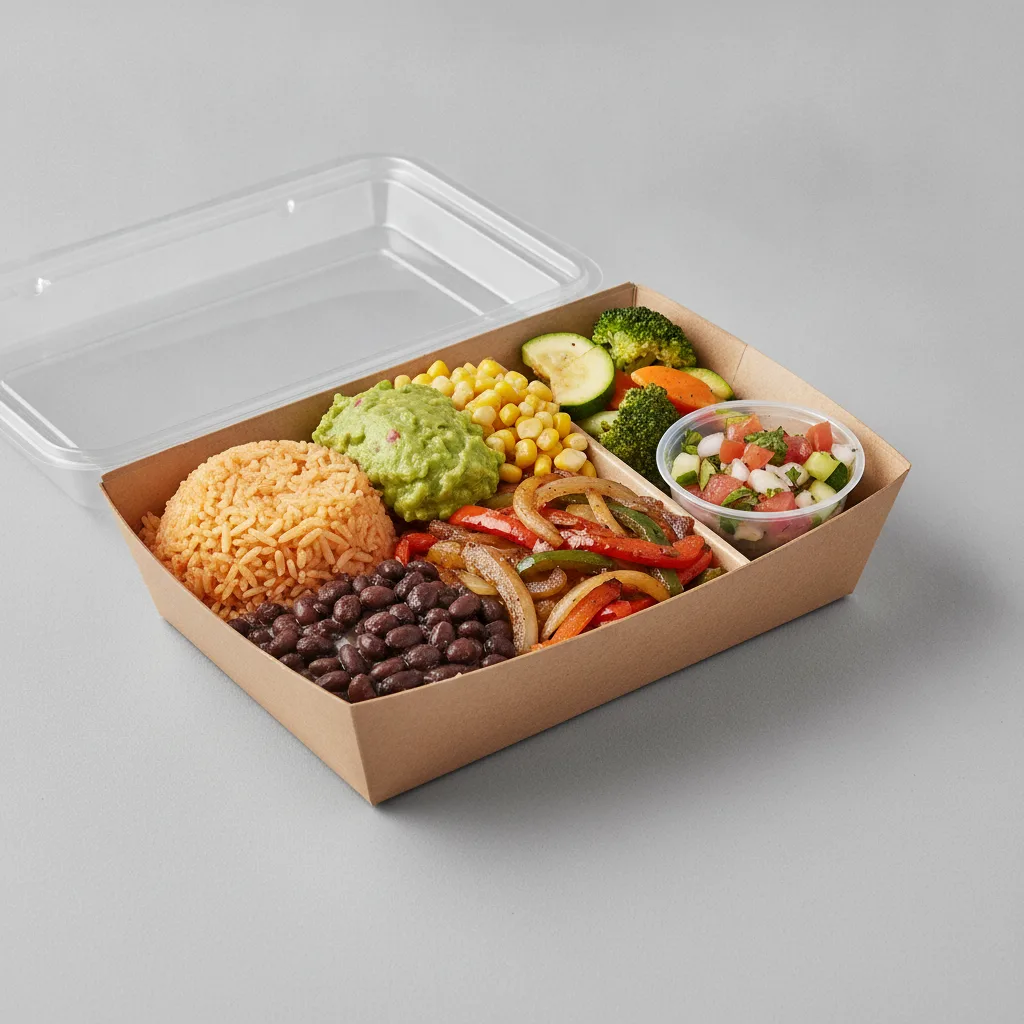 Burrito Bowl Box — Steamed Veggies / Nopalitos Salad Burrito Bowl Box — Steamed Veggies / Nopalitos Salad
