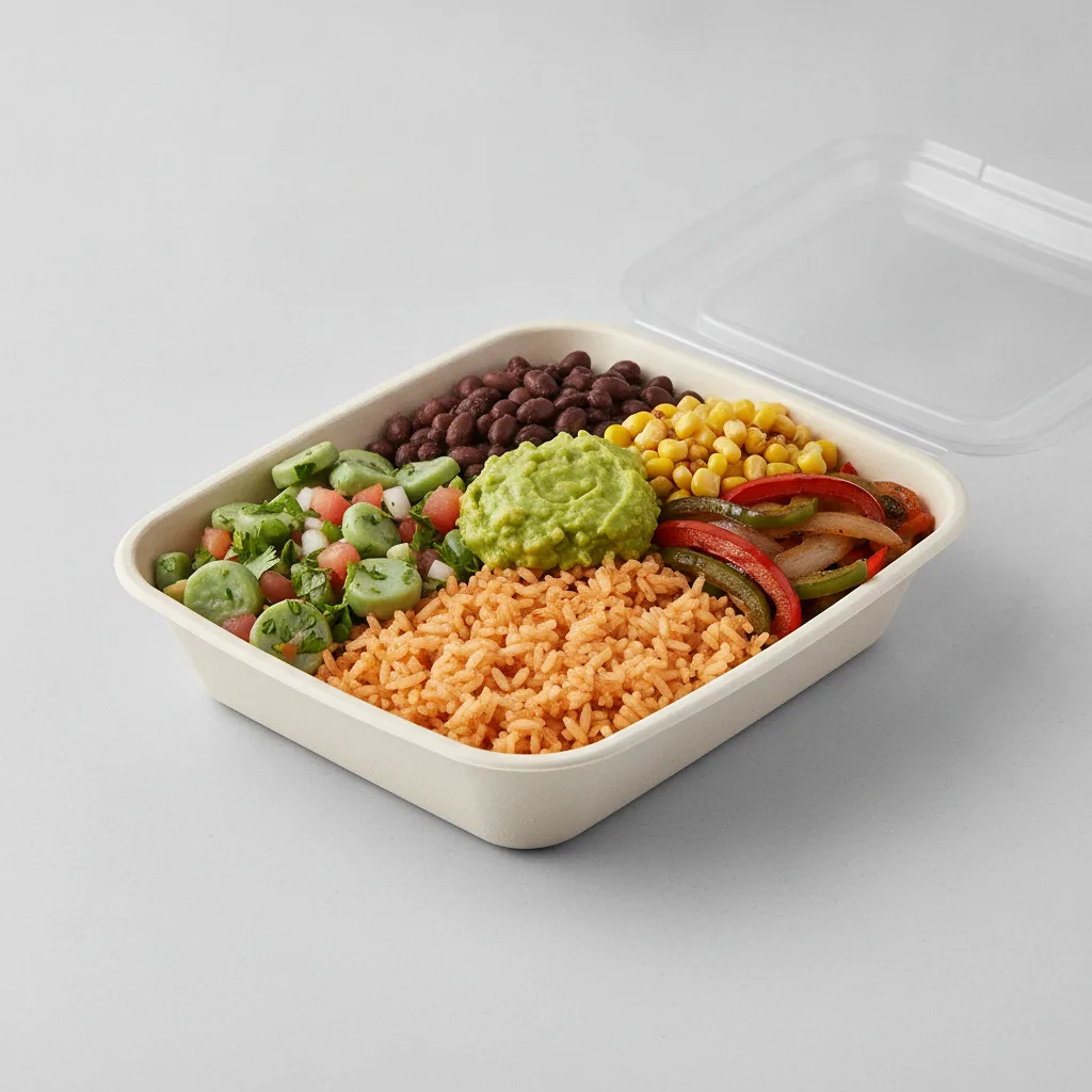 Burrito Bowl Box — Mexican Rice / Nopalitos Salad Burrito Bowl Box — Mexican Rice / Nopalitos Salad