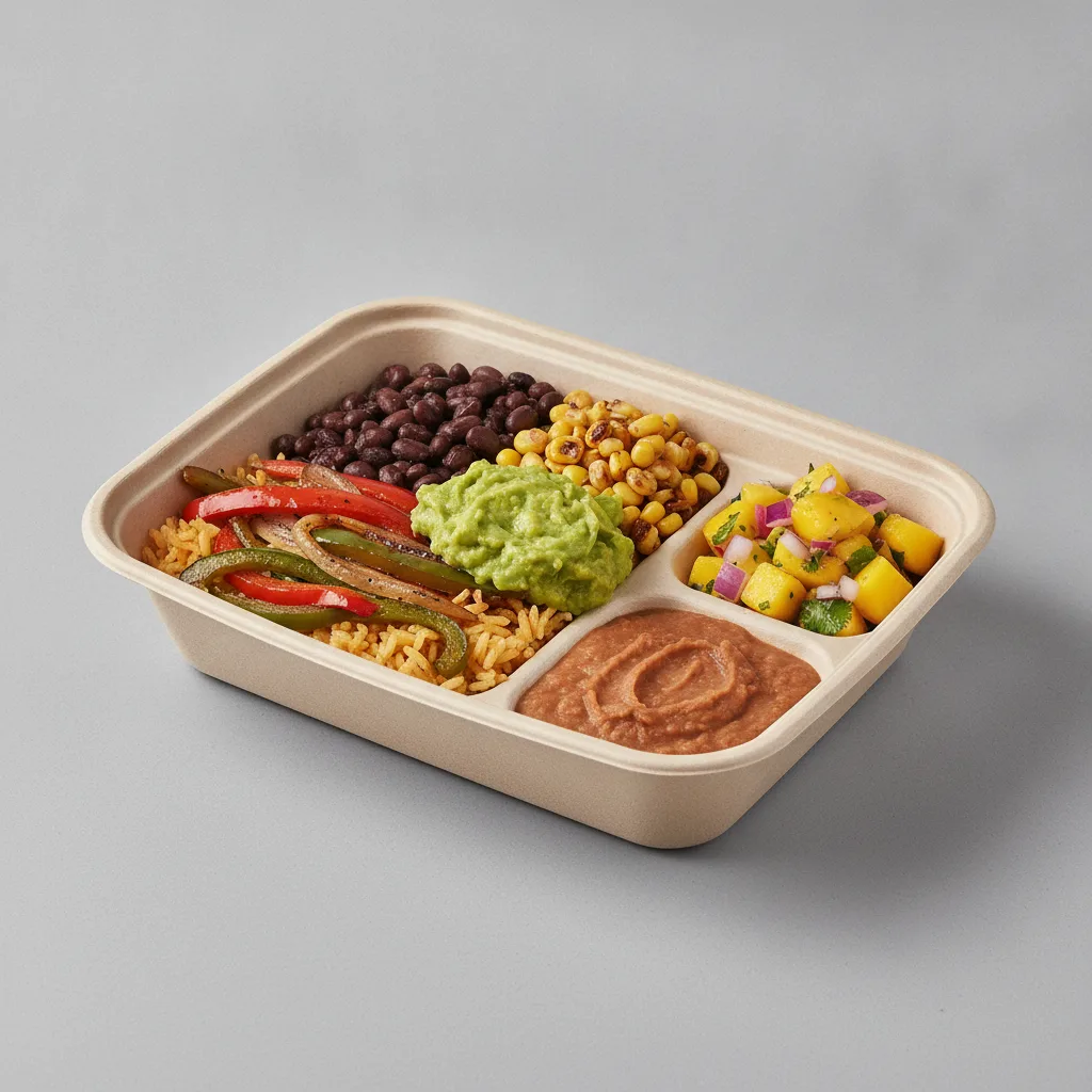 Burrito Bowl Box with Refried Beans / Mango Salad Burrito Bowl Box with Refried Beans / Mango Salad