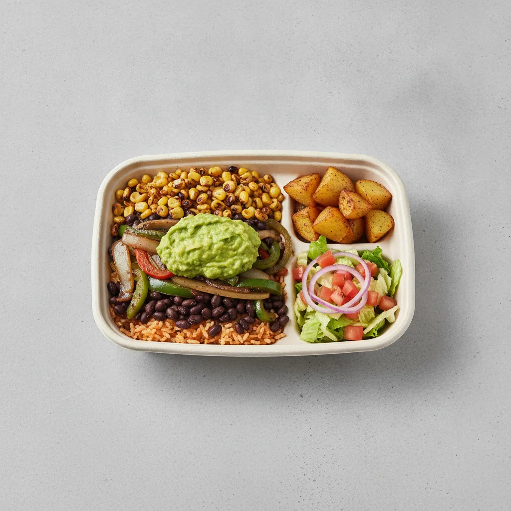 Burrito Bowl Box with Home Fries / Mexican Salad Burrito Bowl Box with Home Fries / Mexican Salad